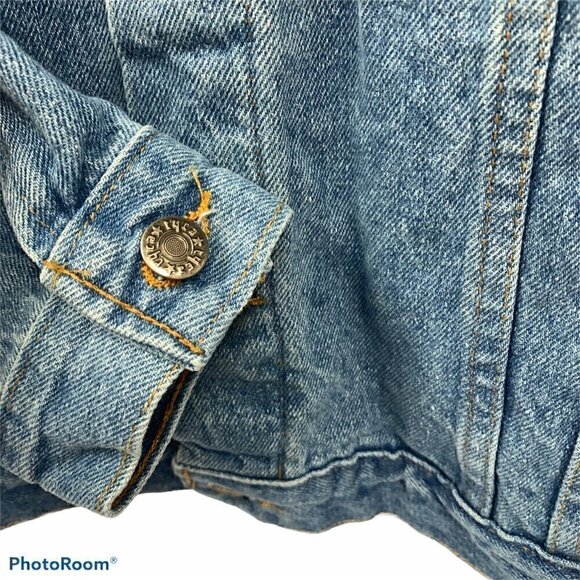 Denim Jeans Jacket Made in the USA. Wild Blueberries Imprint. Medium. - Picture 4 of 8